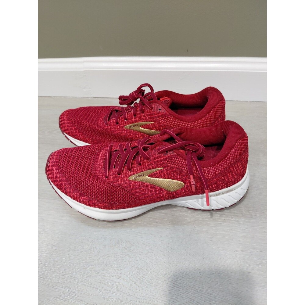 Size 10 - Brooks Revel 3 Red Teaberry Gold 120302-1B-694 Women's Sneakers